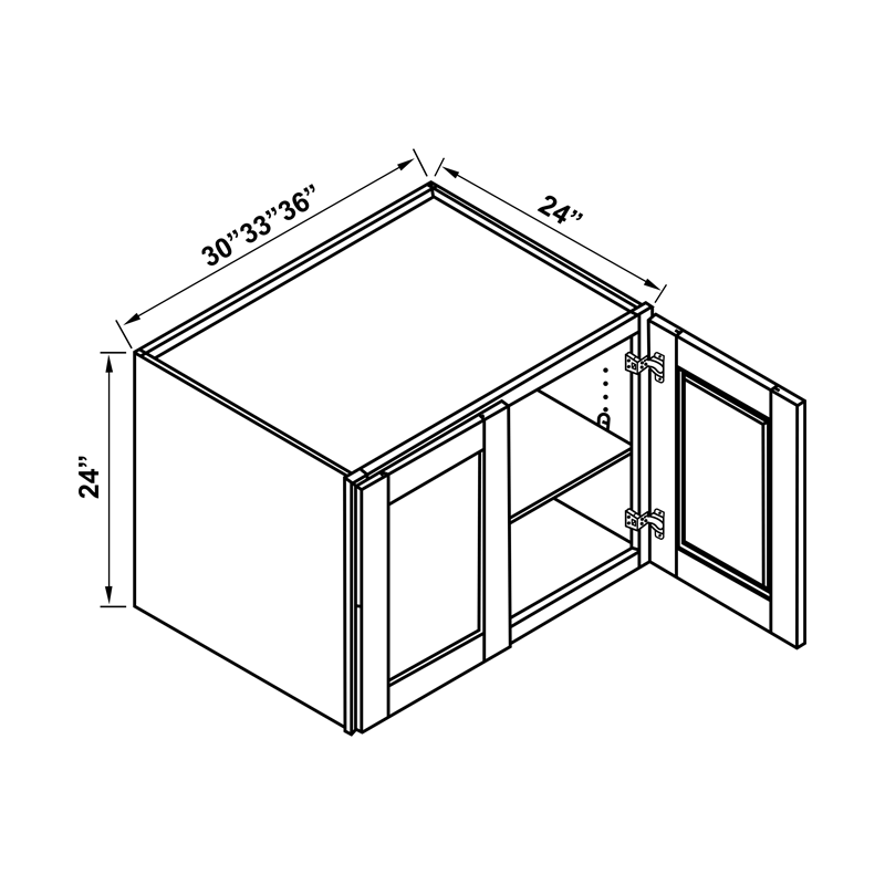 Wall Cabinet - 24"H Double Doors - 24"D