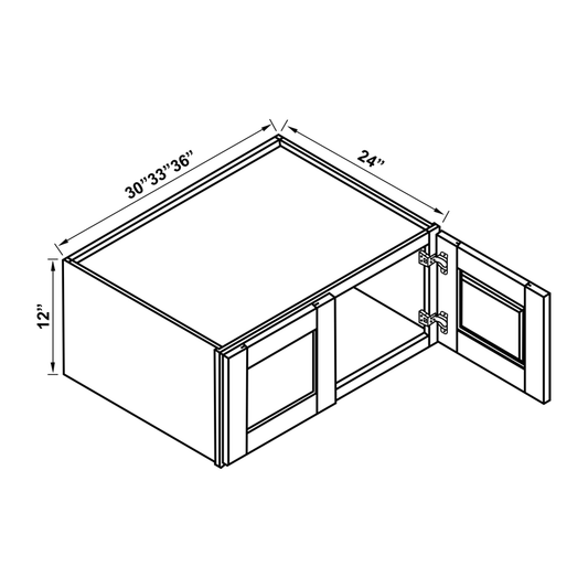 Wall Cabinet - 12"H Double Doors - 24"D