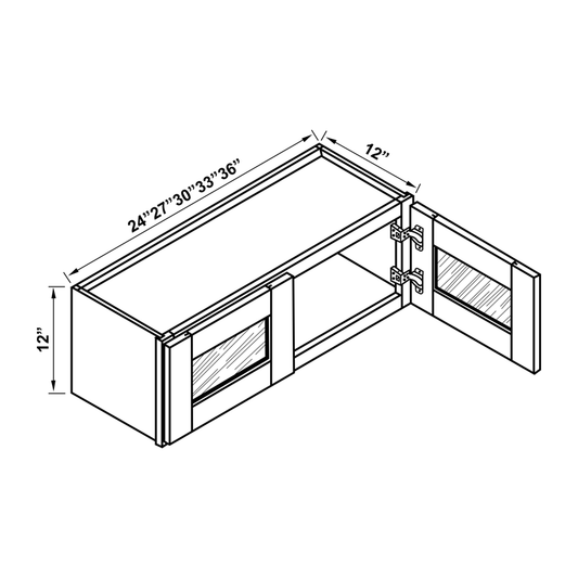 Wall Cabinet - 12"H Double Glass Doors