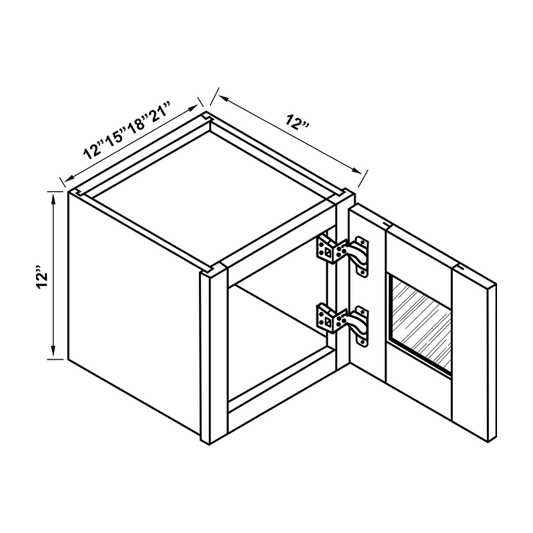 Wall Cabinet - 12"H Single Glass Door