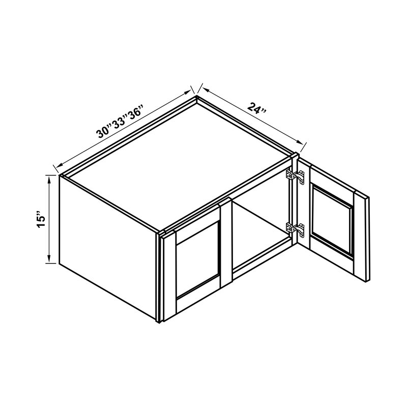 Wall Cabinet - 15"H Double Doors - 24"D