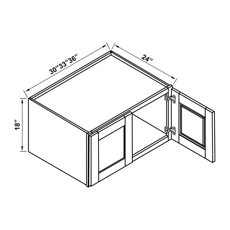 Wall Cabinet - 18"H Double Doors - 24"D