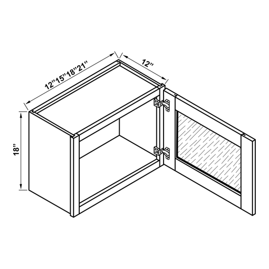 Wall Cabinet - 18"H Single Glass Door