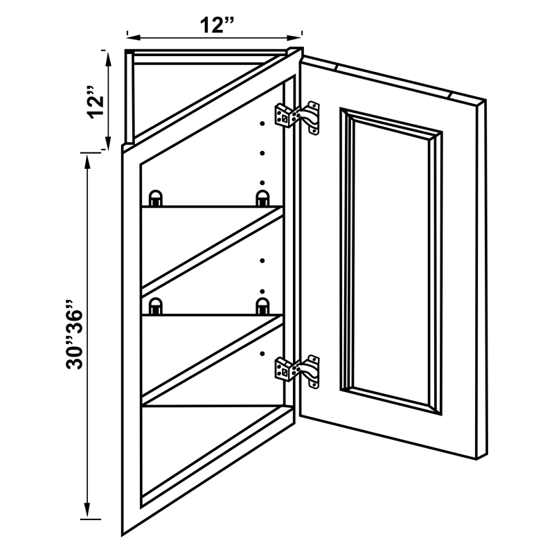 Wall Cabinet - 30"H, 36"H Angle End