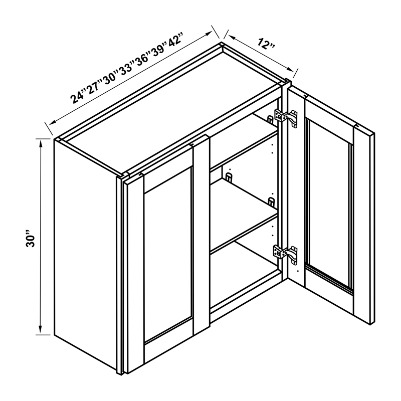 Wall Cabinet - 30"H Double Doors