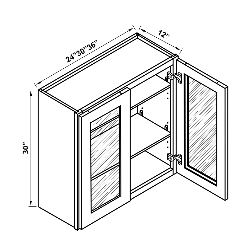 Wall Cabinet - 30"H Double Glass Doors