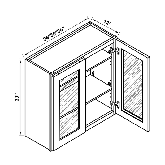 Wall Cabinet - 30"H Double Glass Doors