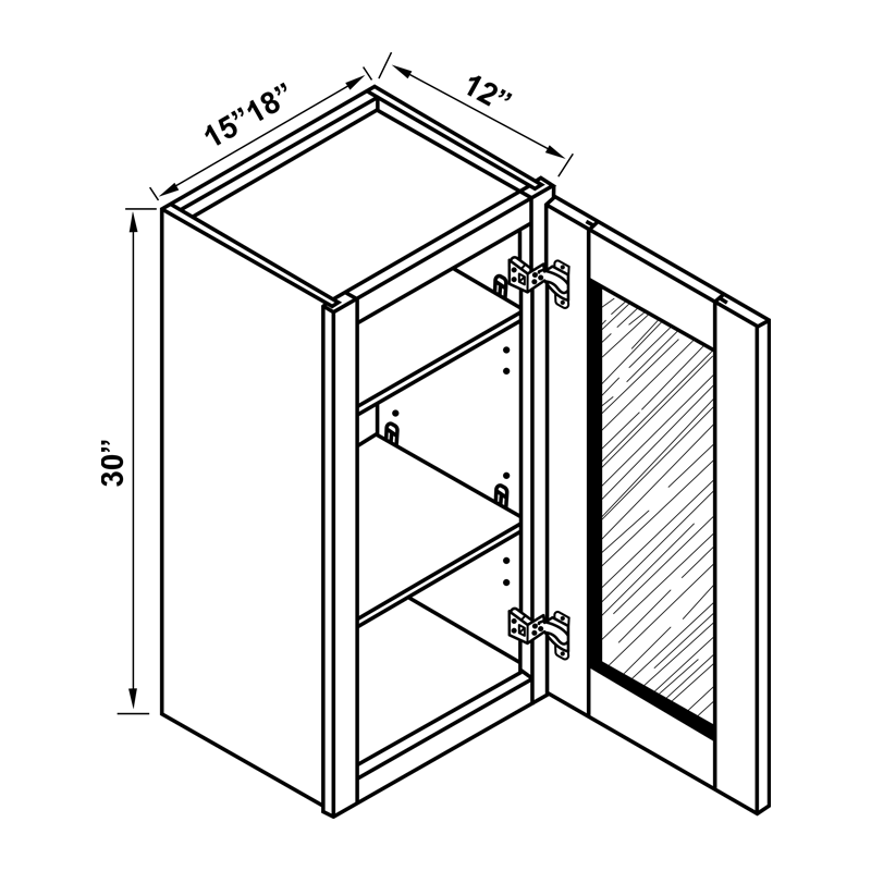 Wall Cabinet - 30"H Single Glass Door