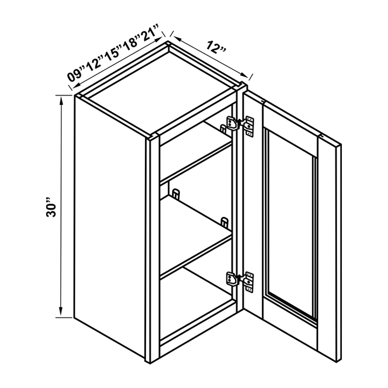 Wall Cabinet - 30"H Single Door
