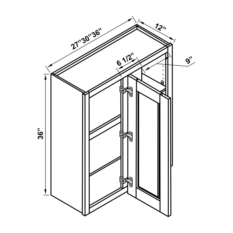 Wall Cabinet - 36"H Blind Corner