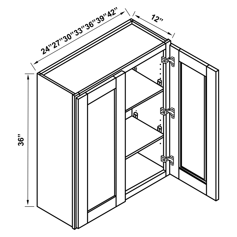 Wall Cabinet - 36"H Double Doors