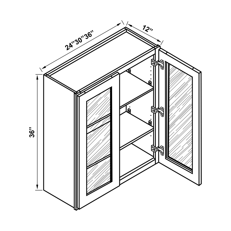 Wall Cabinet - 36"H Double Glass Doors