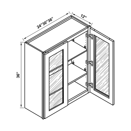 Wall Cabinet - 36"H Double Glass Doors