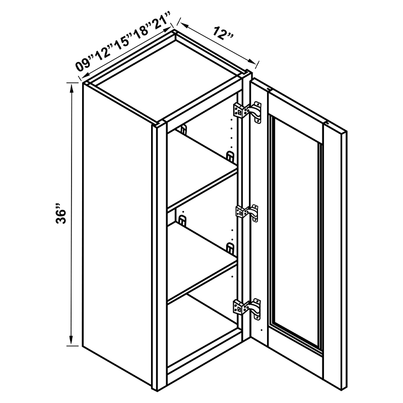 Wall Cabinet - 36"H Single Door