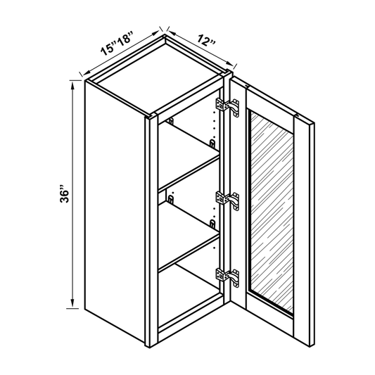 Wall Cabinet - 36"H Single Glass Door