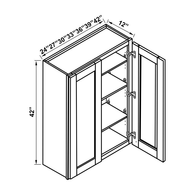 Wall Cabinet - 42"H Double Doors