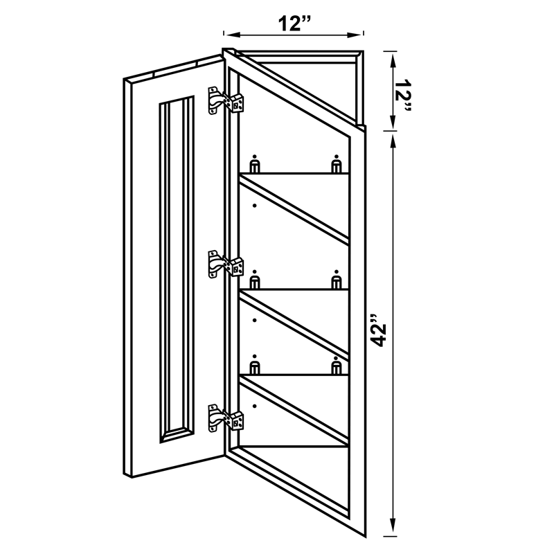 Wall Cabinet - 42"H Angle End