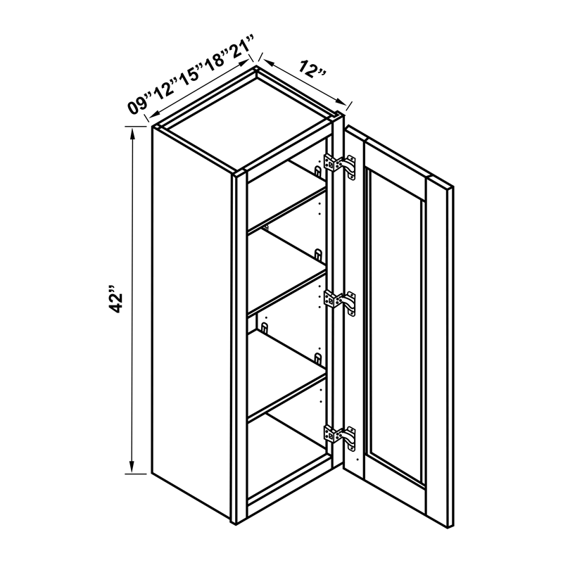 Wall Cabinet - 42"H Single Door