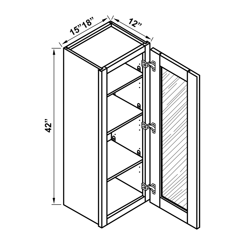 Wall Cabinet - 42"H Single Glass Door