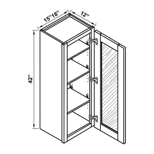 Wall Cabinet - 42"H Single Glass Door