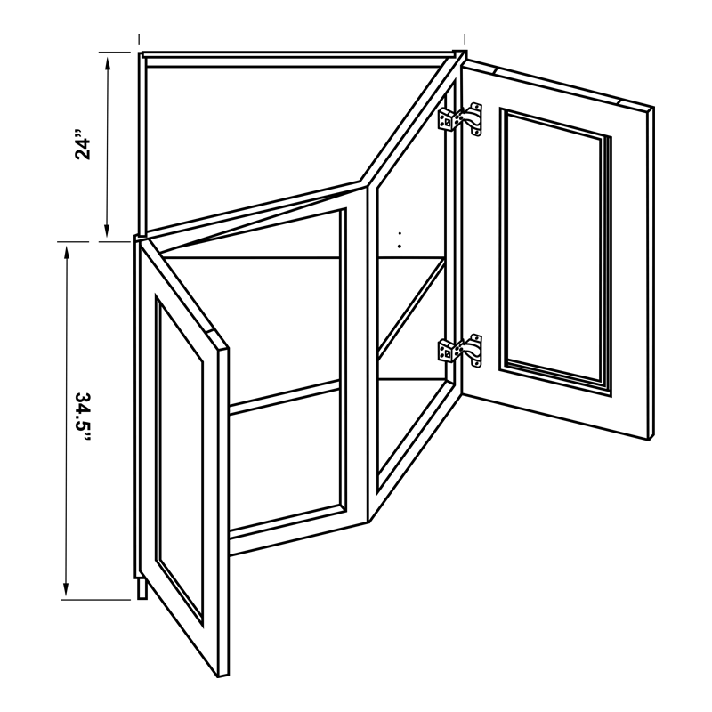 Angle Base Cabinet - Double Door
