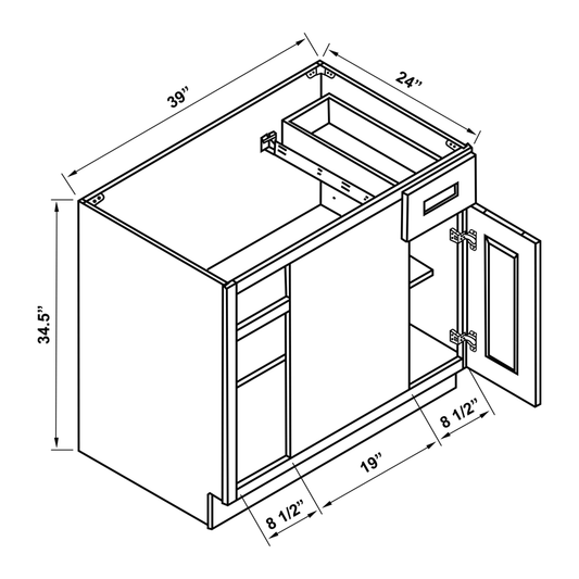 Blind Corner Base Cabinet - Single Door / Single Drawer
