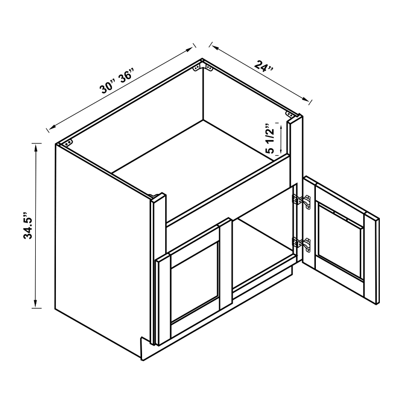 Farm Sink Base Cabinet - Double Doors