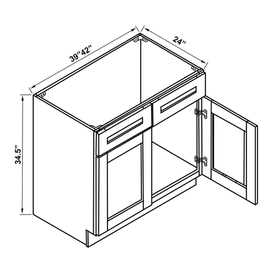 Sink Base Cabinet - Double Doors / 2 False Drawers