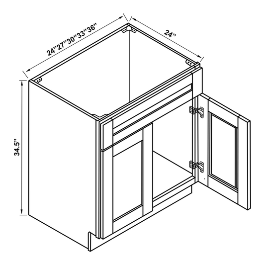 Sink Base Cabinet - Double Doors / 1 False Drawer