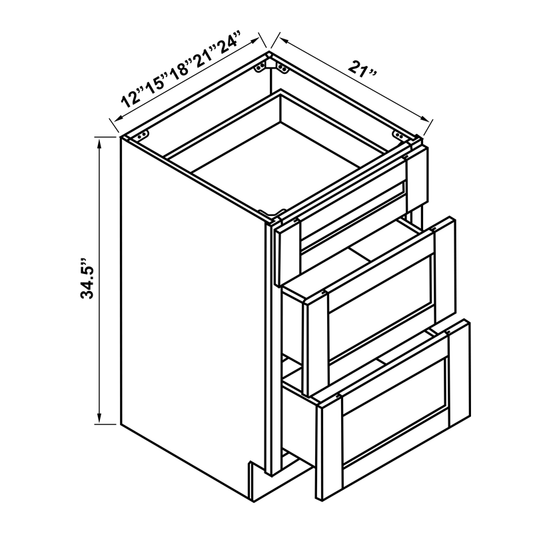 Vanity Base Cabinet -  3 Drawers