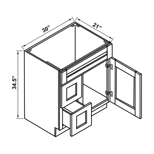 Vanity Sink Base Cabinet - 30"W Combo