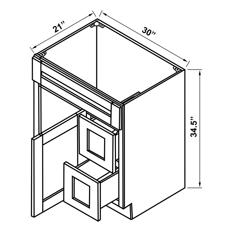 Vanity Sink Base Cabinet - 30"W Combo