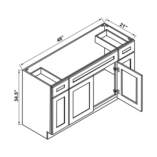Vanity Sink Base Cabinet - 48"W Combo