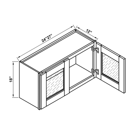 Wall Cabinet - 18"H Double Glass Doors